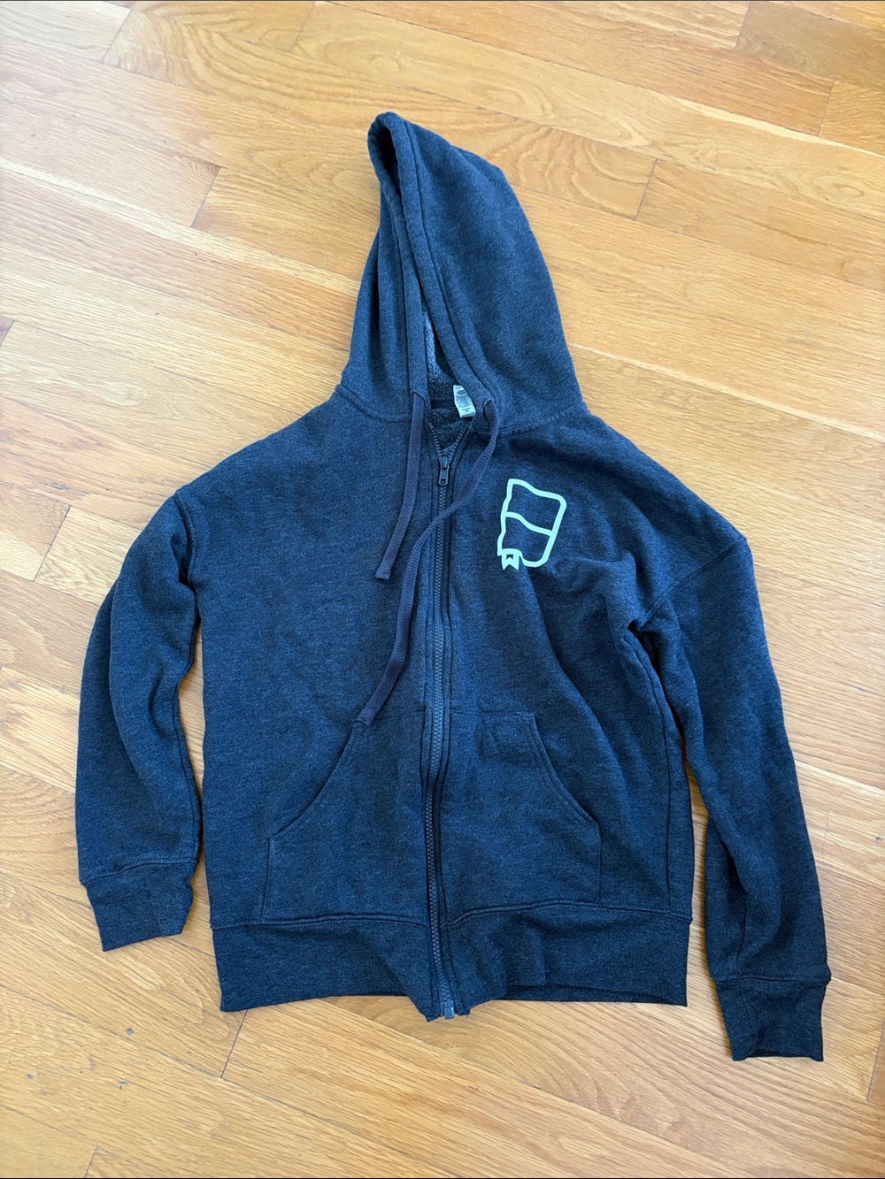 Charcoal Zip Hoodie from independent bookstore, XS, NWOT